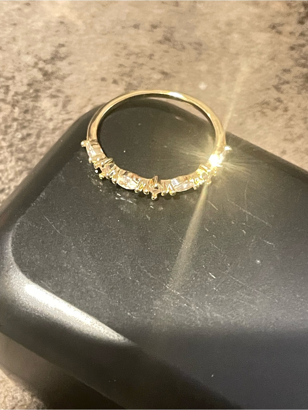 Gold Cubic Zirconia Bar Ring - Elegant Gold Band